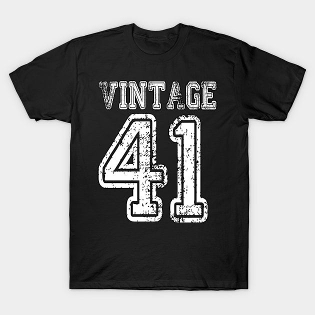 Vintage 41 1941 2041 T-shirt Birthday Gift Age Year Old Boy Girl Cute Funny Man Woman Jersey Style T-Shirt by arcadetoystore